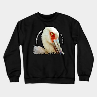 Maguari stork tropical bird pin white text Crewneck Sweatshirt